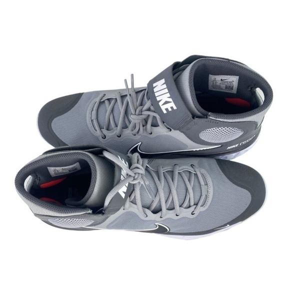 Nike React Mens 14 Alpha Huarache 3 Gray High Top Baseball Cleats CZ4455-005 - Picture 5 of 7